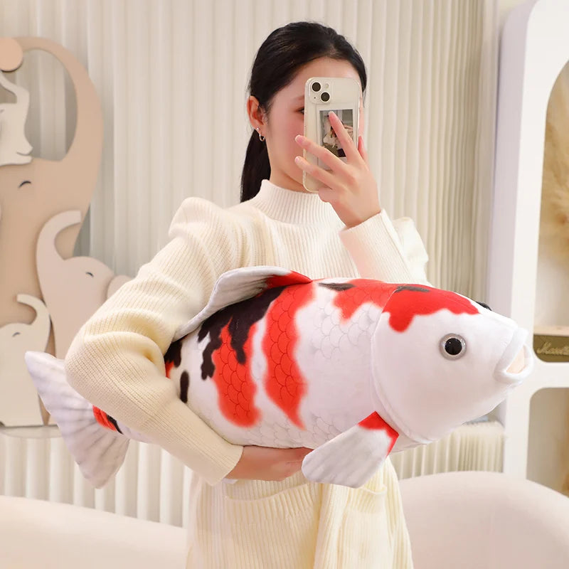 1pc 75CM Simulation Koi Fish Plush Toys Soft Stuffed Cartoon Carp Plushie Pillow For Girls Boys Sofa Home Decor Cushion Gifts