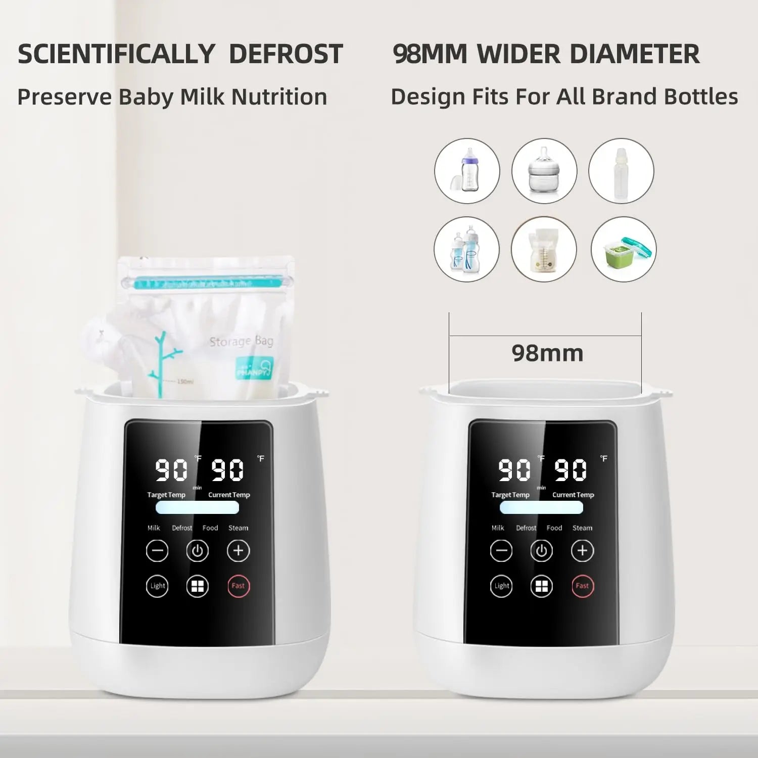 TINSOL Milk Warmer Warmer and Steriliser 6 in 1 Multifunction Breast Warmer Precise Temperature Control Baby Bottle Warmer