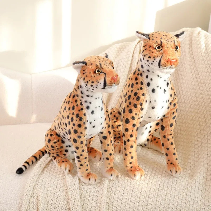Hot Lifelike Plush Leopard Cheetah Toy Full Stuffed Forest Animal Peluche Doll Room Decor Christmas Holiday Gifts For Boys