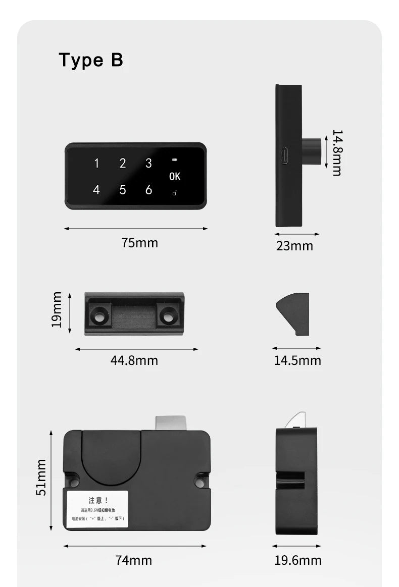 Smart Password Cabinet Drawer Cupboards Door Lock
