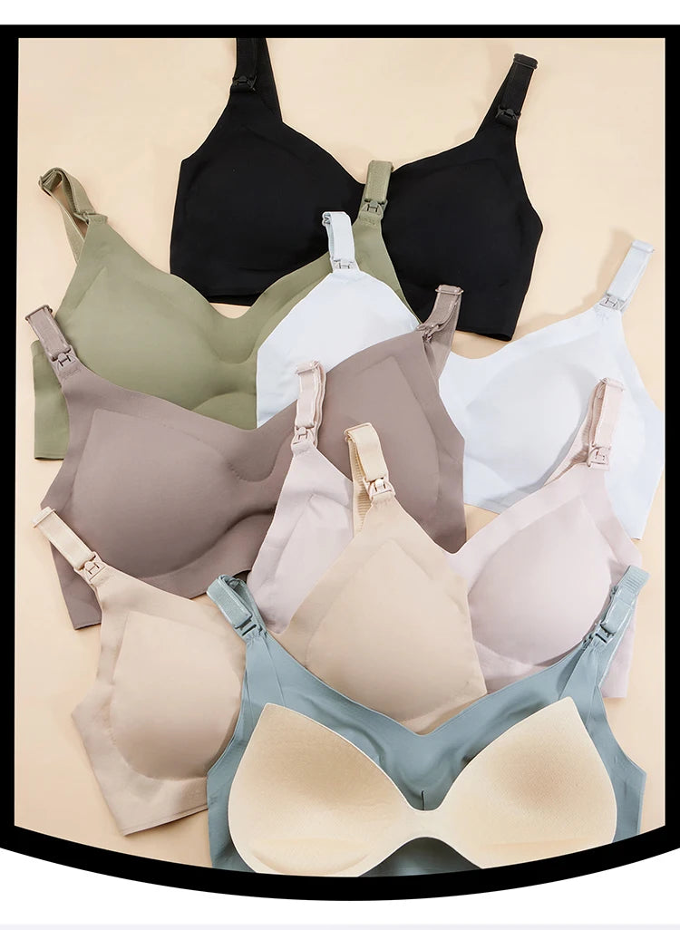 Ultra Thin Laser Cutting Ladies Feeding Bra Removable Padded Breastfeeding Bras Plus Size Push Up Maternity Nursing Bra