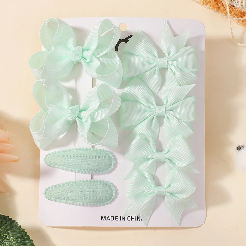 8Pcs Kids Bows Hair Clips Gift Set 4 Styles of Webbing BB Head Clips Sets Fashion Girls Hair Accessories Set