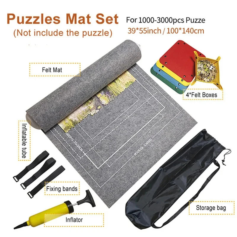 Professional Puzzle Roll Mat Blanket Felt Mat For Up To 1500 2000 3000 Piece Puzzles Portable Travel Storage Bag