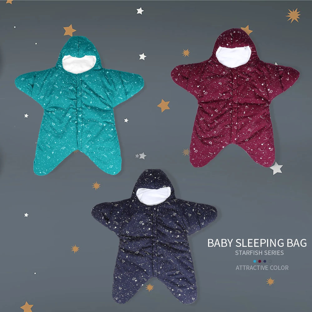 INSULAR Baby Starfish Sleeping Bags Infant Warm Sleep Sacks Kids Cotton Swaddle Blanket Separated Sleeves Legs Winter 0-8 Months