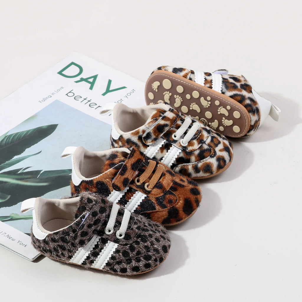 Hot Selling Baby Unisex First Walking Toddler Shoes For 0-18 Months Leopard Print Design Fashion And Comfortable High Quality