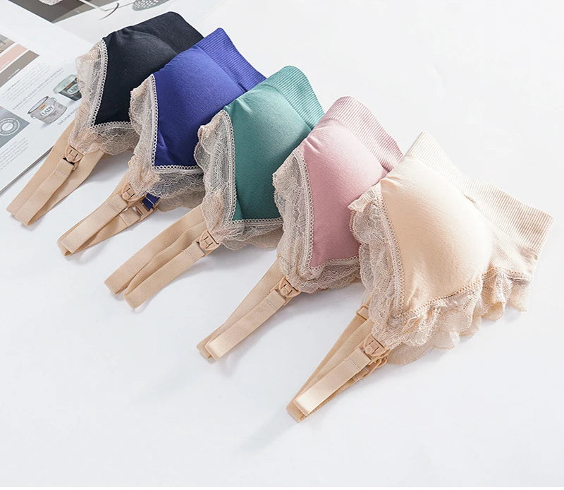 New Wireless Front Open Nursing Bra Soft Lace Breathable Seamless Maternity Breastfeeding Bras Maternal Support For Pregnant