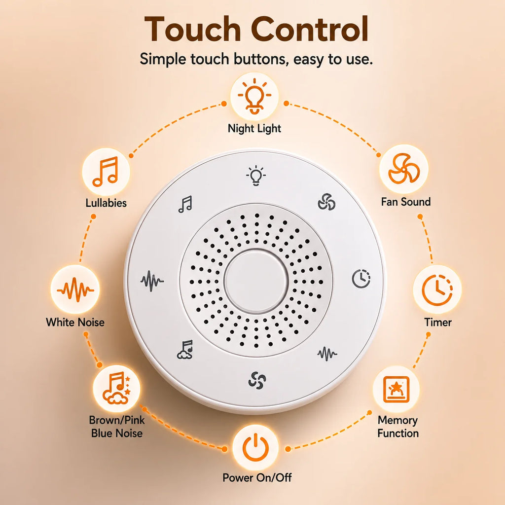 Portable Baby White Noise With 1000mAh 30 Soothing Sounds 5 Colors Night Lights And Timer Baby Sleep Soother For Stroller & Crib