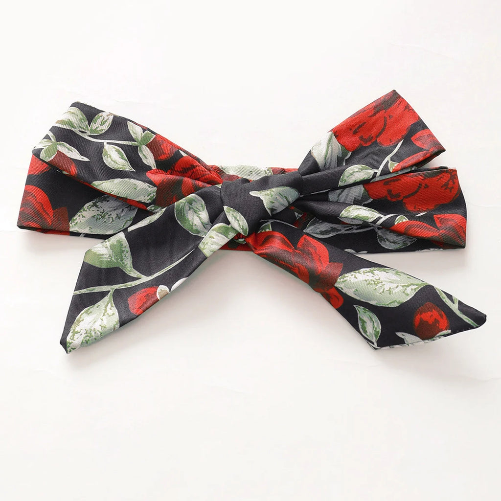 Baby Girl 2Pcs Outfit Black Ruffle Sleeve Bodysuit Red Rose Floral Skirt Headband Set Newborn Infant Summer Clothes