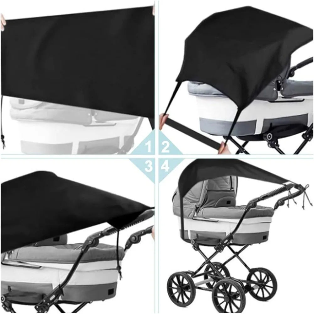 Extended Baby Stroller Sunshade Cover Sunscreen Breathable Baby Pram Canopy Lightweight Anti-UV Pushchair Visor