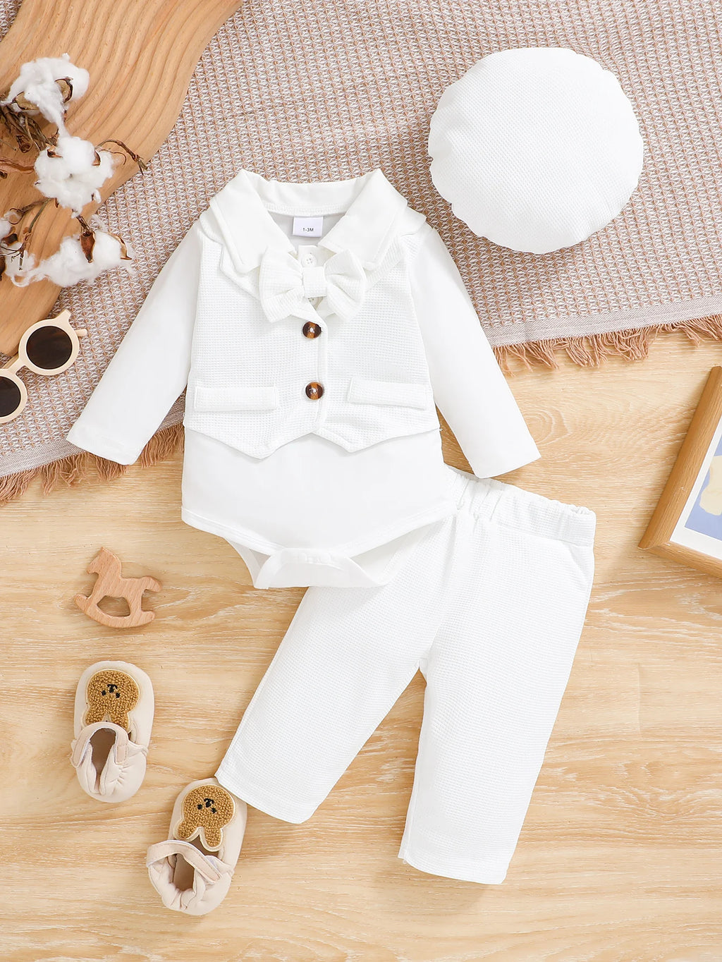 Baby boy wash dress set, fake vest with two long sleeves, suitable for wearing in autumn and winter seasons