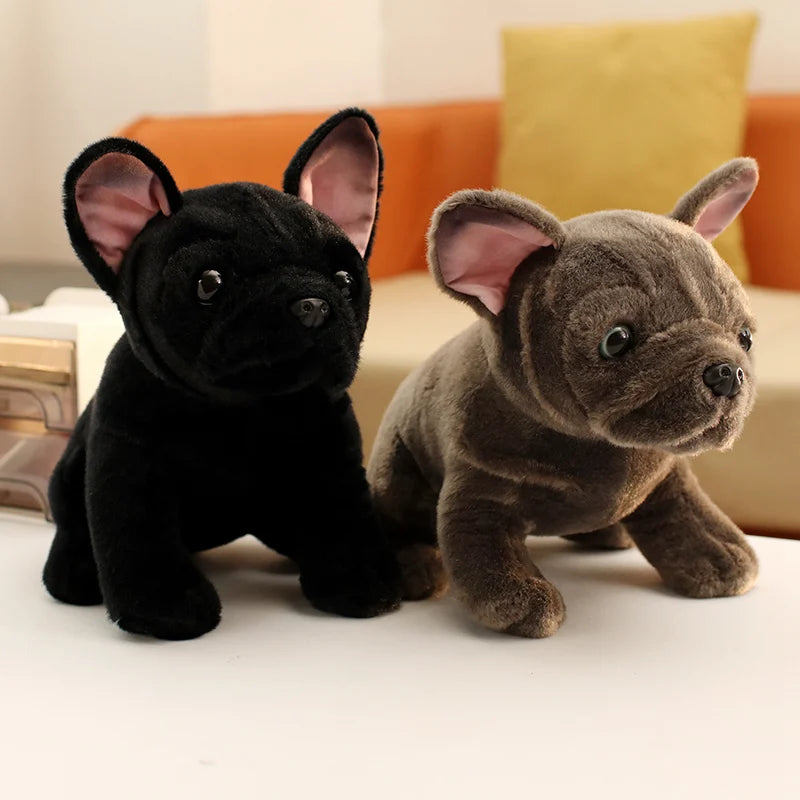 Hot 28cm Bulldog Plush Toy Realistic Stuffed Animals Black Grey Bulldog Plush Lifelike Pet Dog Soft Doll Gift