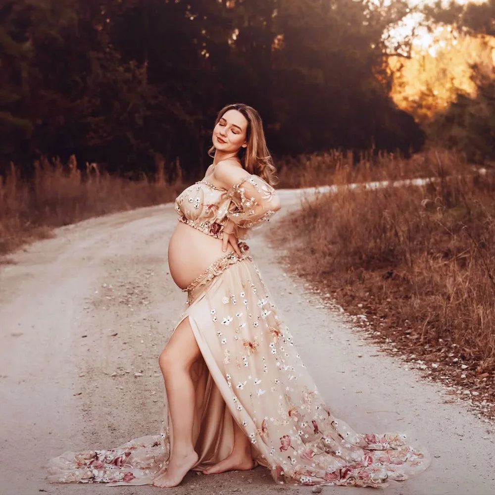 Maternity Photoshoot Dress Off Shoulder