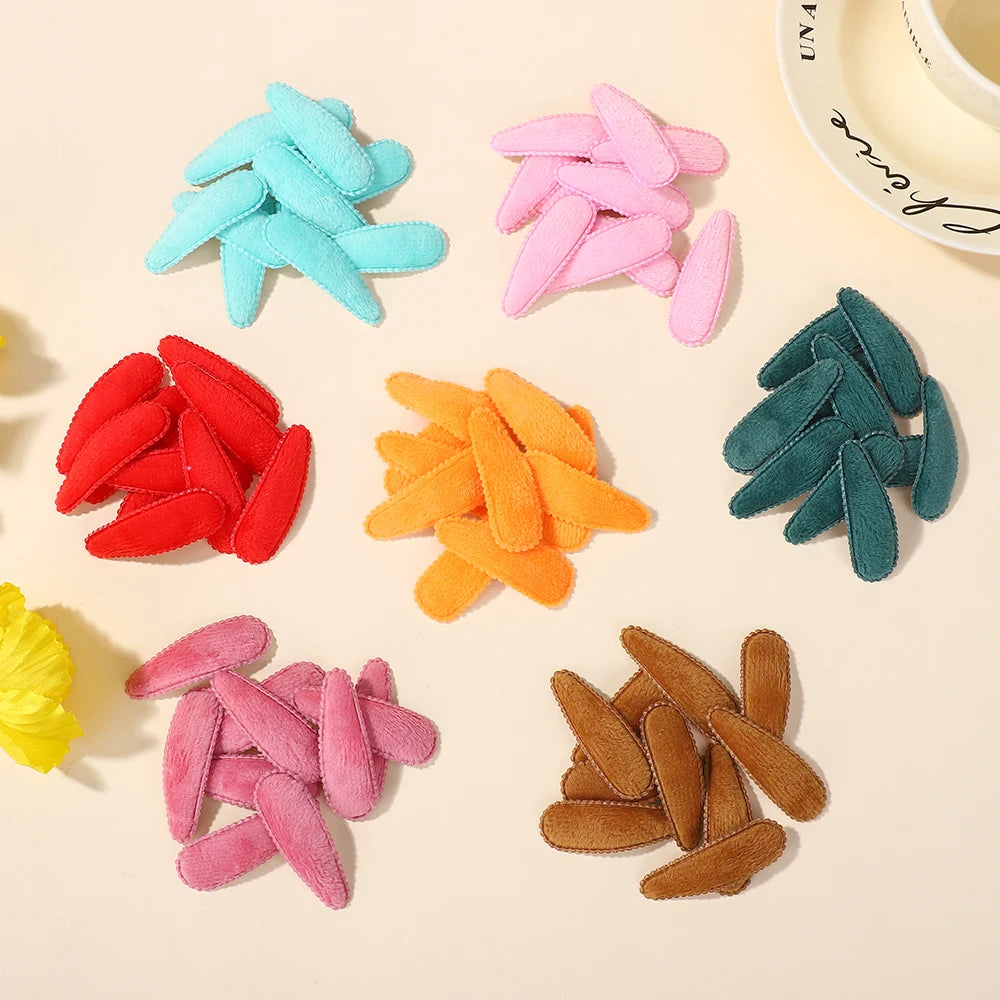 50PCS random colors waterdrop hair BB clips for girls hair bangs Cute fuzzy felt cloth alloy hair clip kids headdress