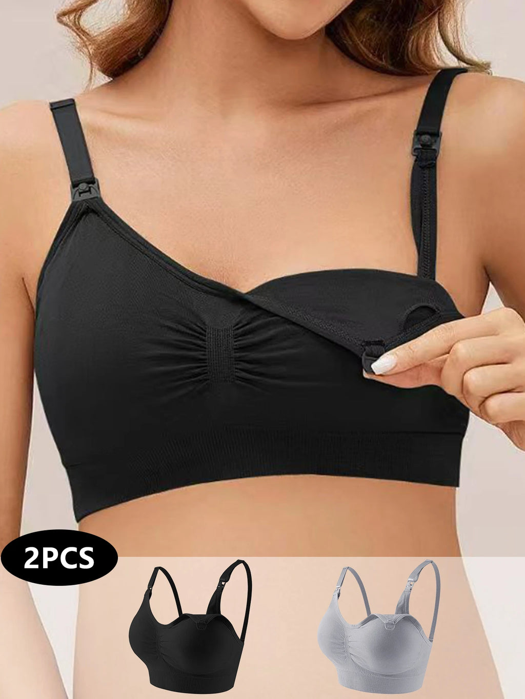 2-Pack Front Buckle Maternity Nursing Bra