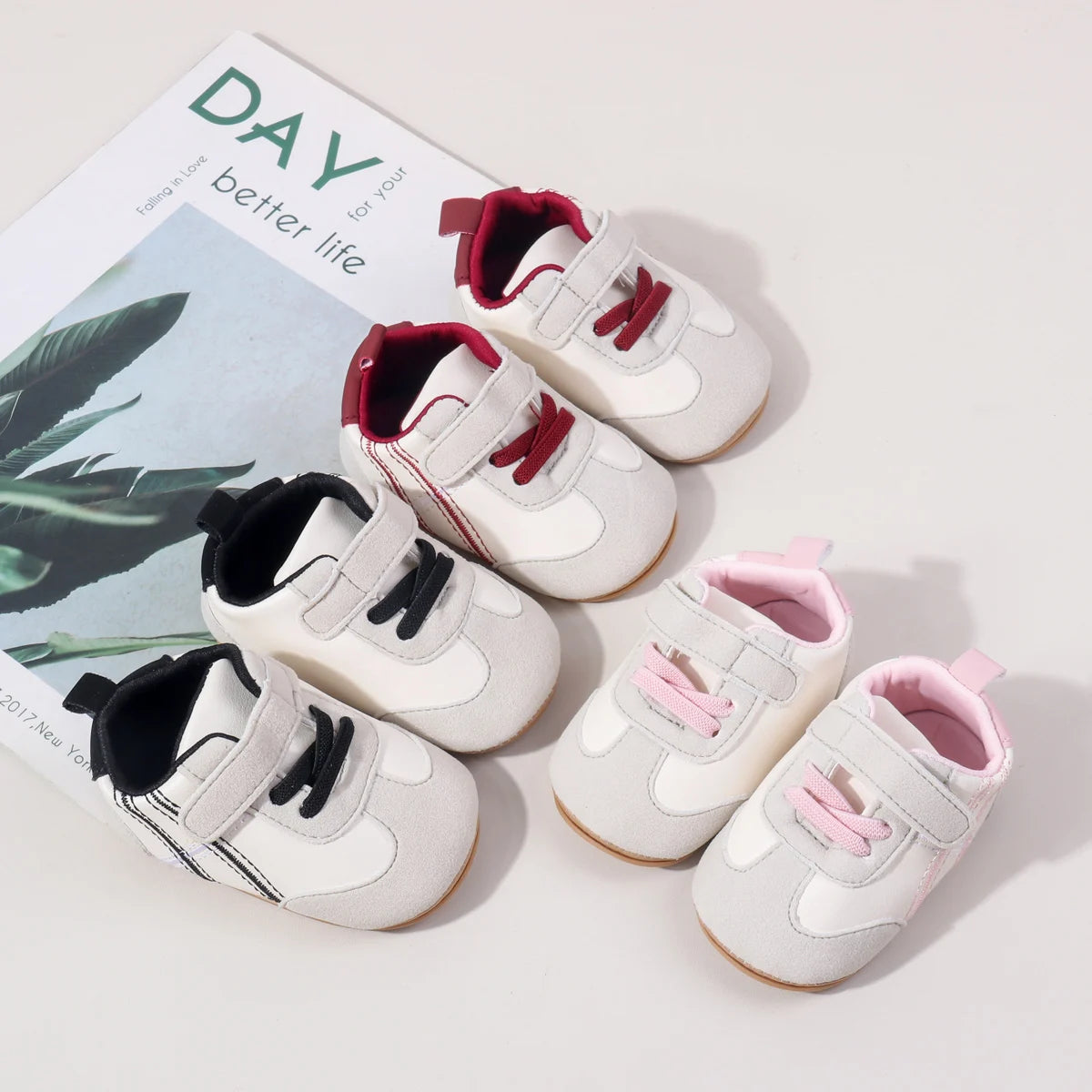 2025 New Spring Autumn Baby Girls and Boys Casual Sneakers TPR Sole Anti Slip Fashion Design PU Patchwork Infant Walking Shoes