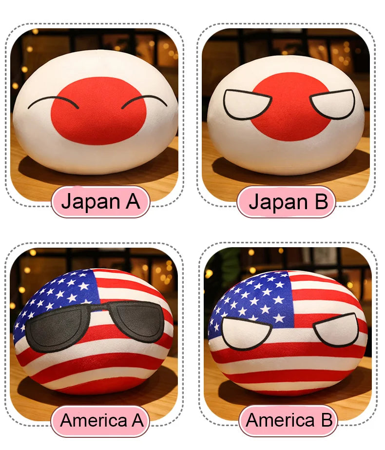 Hot  10/30/50cm Polandball Country Ball Toy Plush Pendant Plush Doll Countryball Ussr Usa France Russia Uk Japan Germany  Italy
