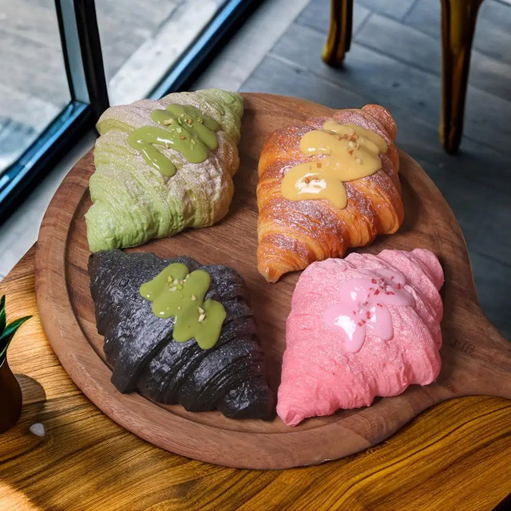 Realistic Croissant Squishy Slow Rising Toy Soft Simulation Food Bread Stress Relief Squeeze Toy Photo Props