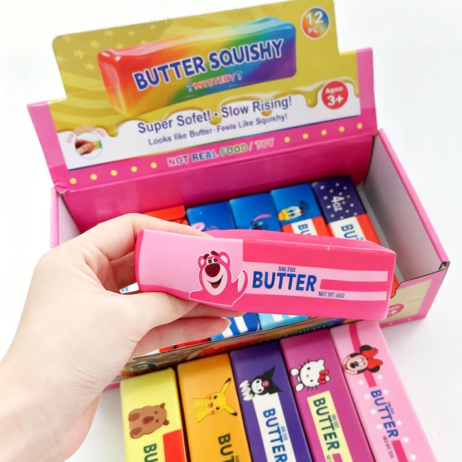Blind Box 12PCS Butter Stick Squishy Toy Slow Rising Toy Butter Bar Brick Squishy Fidget Toy Anti Stress Release Hand Relax Gift