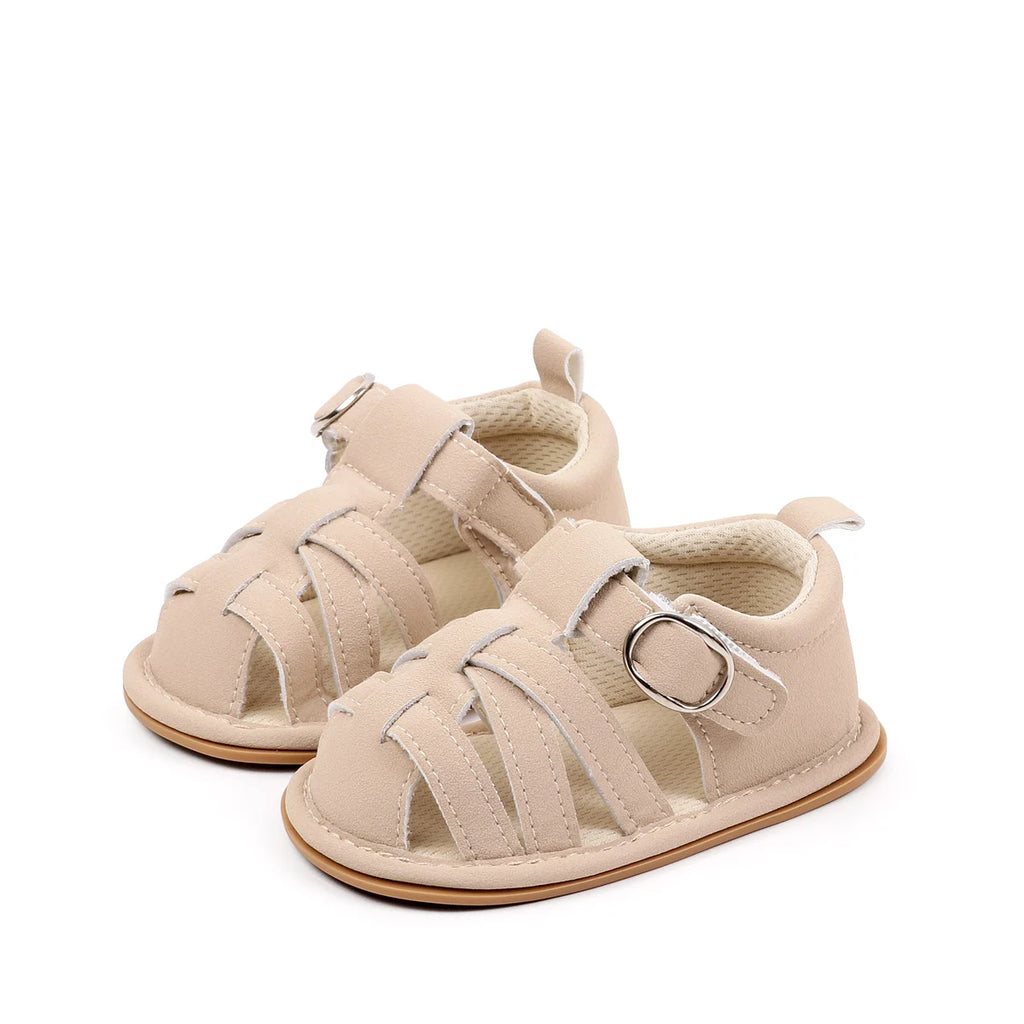 Cross Strap Hook and Loop Baby Walking Sandals Summer Lightweight Breathable Rubber Sole Newborn Casual Footwear For 0-18 Months