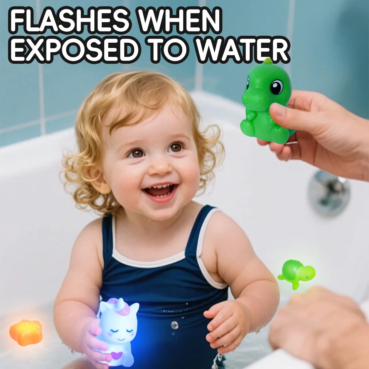 Baby Bath Toys Bathtub LED Light Up Toys Colorful Changing Waterproof Underwater Lights Bath Toys for Boys Girls Birthday Gift