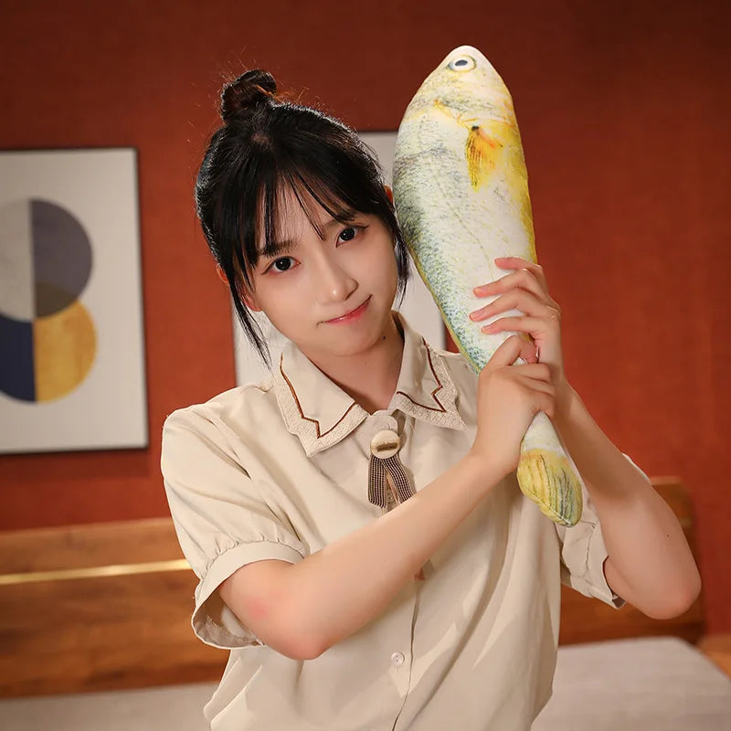 Artificial yellow croaker Plush Pillow Imitation Funny Fish Stuffed Pillow Emulational Home Sofa Plush Decoration Cushion