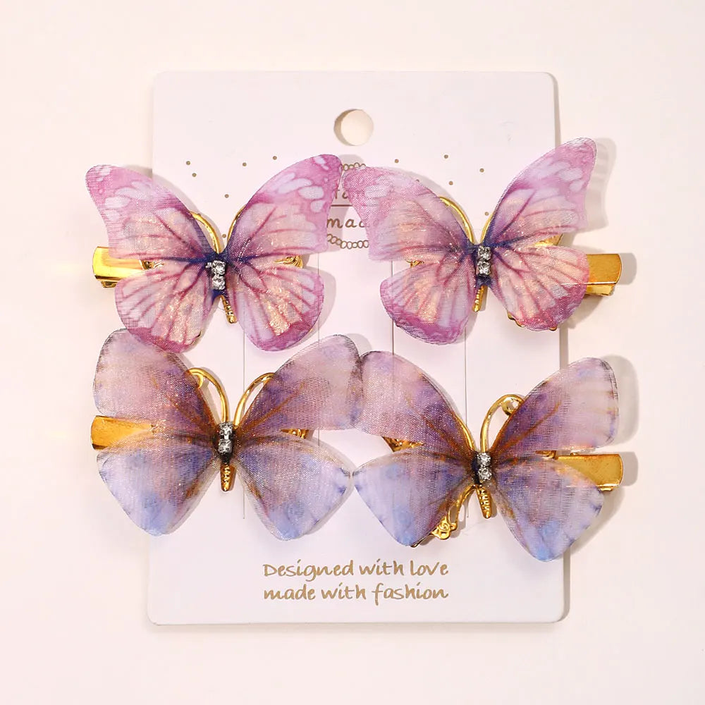 6Pcs Colorful Butterfly Hairpins Girl Hair Clips Barrettes Women Sweet Hair Ornament Rainbow Headwear Fashion Hair Accessories