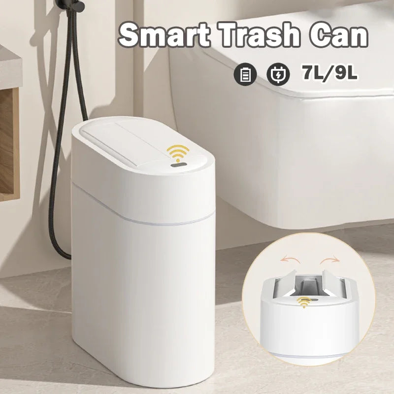 9L Two-way Automatic Bagging Adsorption Rubbish Bin Smart Sensor Trash Can with Lid Home Wall Mount Kitchen Dustbin Garbage Can
