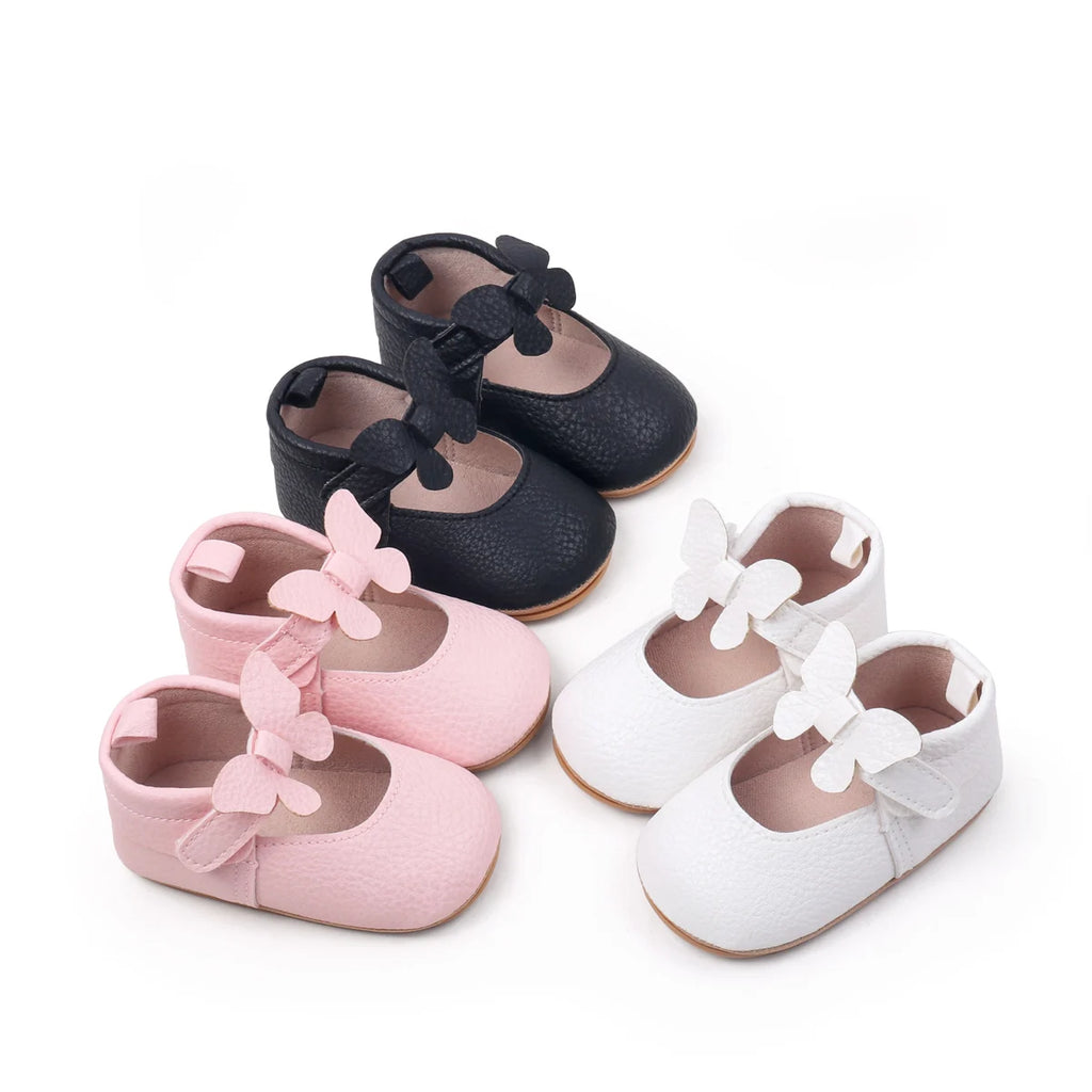 New Spring And Summer Baby Shoes Indoor Learning Shoes Butterfly Velcro Princess Shoes Anti-slip Baby Shoes