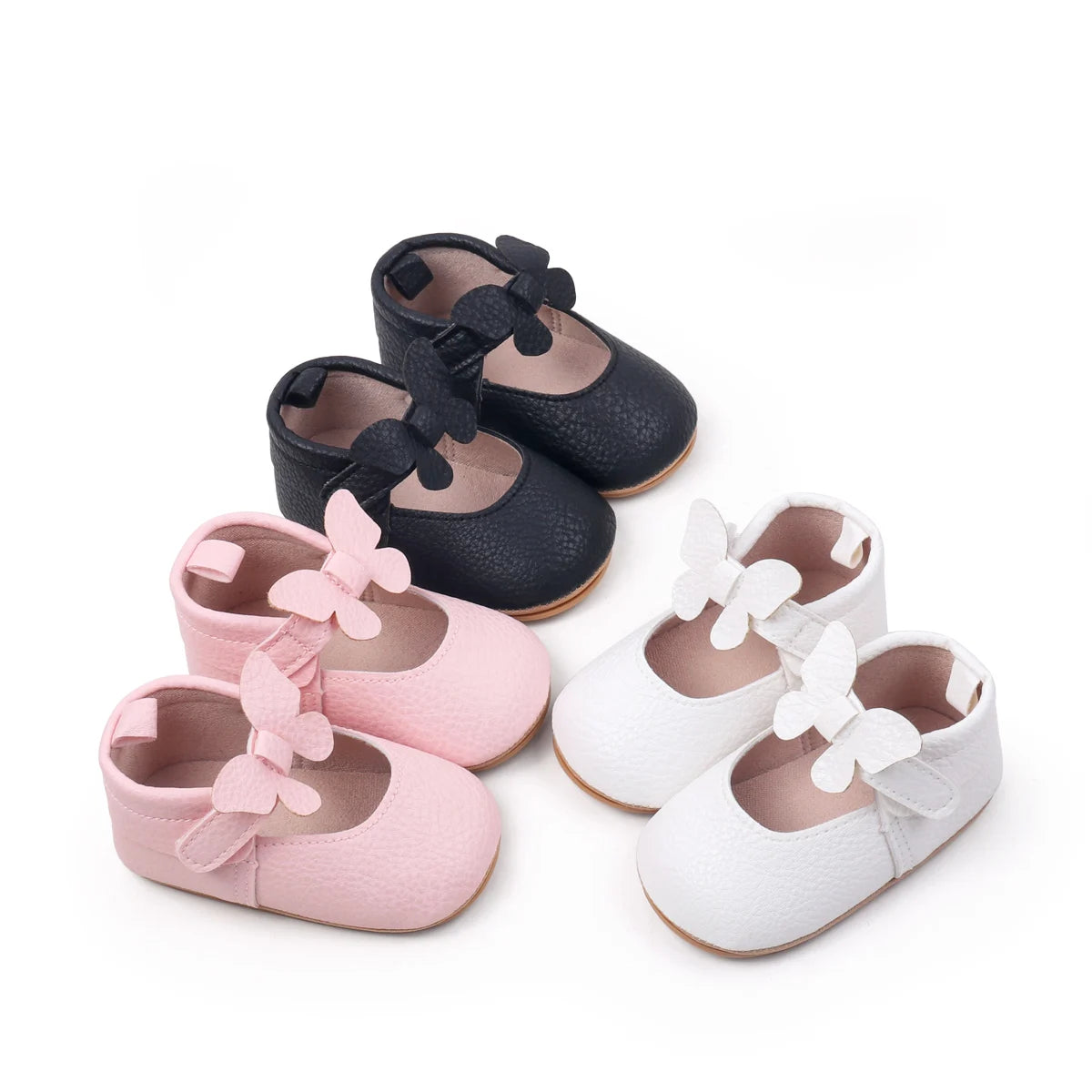 New Spring And Summer Baby Shoes Indoor Learning Shoes Butterfly Velcro Princess Shoes Anti-slip Baby Shoes