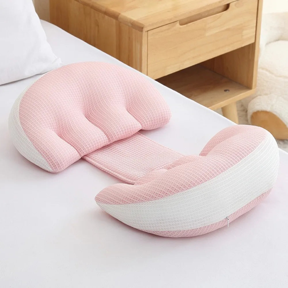 Maternity U Shaped Pillow For Abdominal Support 64x36cm Adjustable Size Soft Cotton Cover