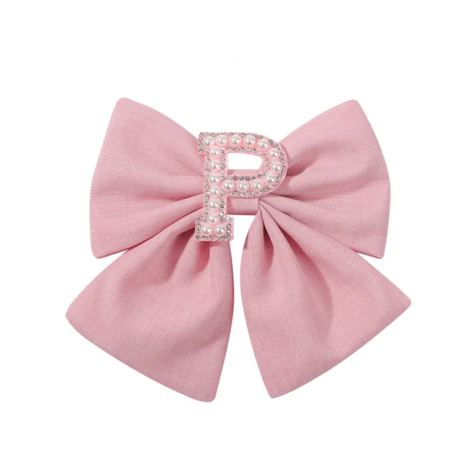 1Pc Solid Color 26 English Letters Hair Bows Clips for Girls Cotton Hairgrips Headwear Baby Hair Accessories Hair Clips Gift