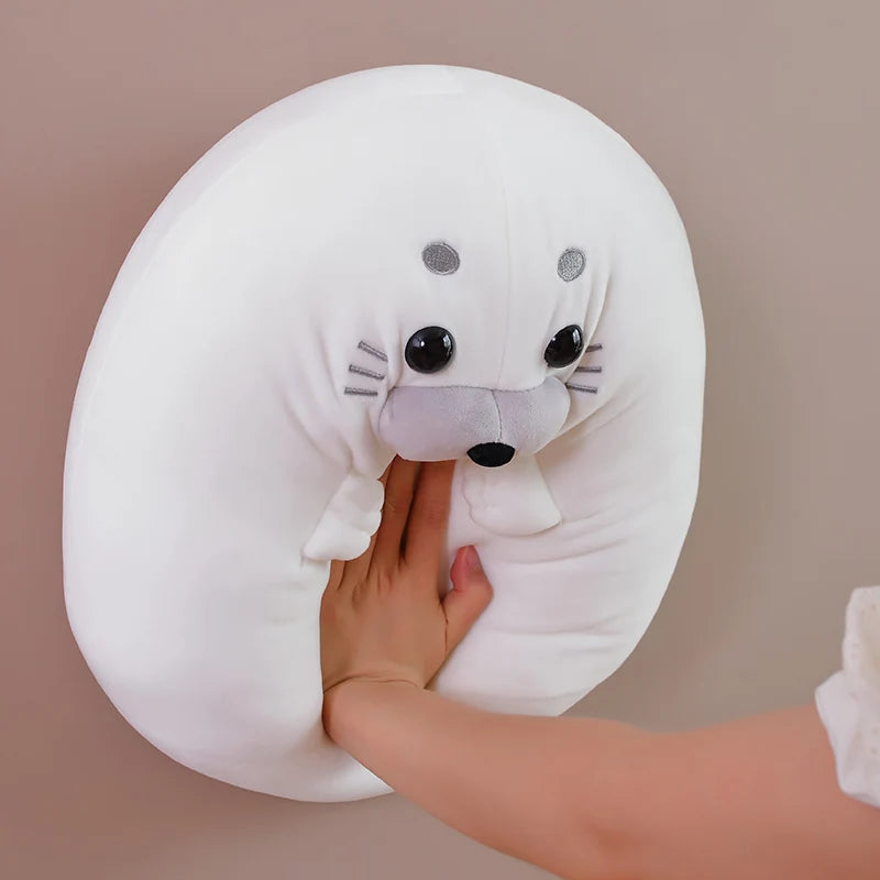New Adorbale Furry Plush Seal Plush Toy Stuffed Down Cotton Fat Round Animal Sea Lion Doll Sleep Pillow Cushion Kawaii Gifts
