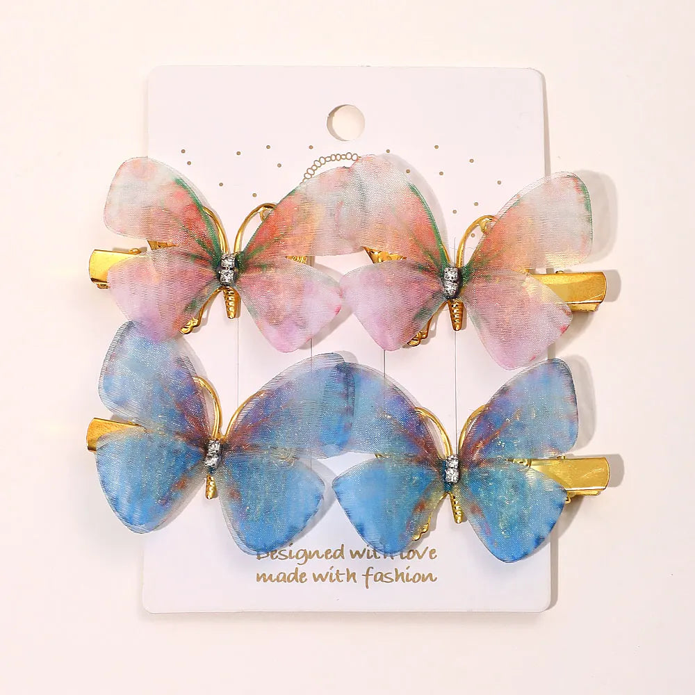 6Pcs Colorful Butterfly Hairpins Girl Hair Clips Barrettes Women Sweet Hair Ornament Rainbow Headwear Fashion Hair Accessories