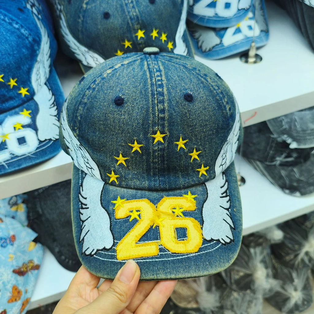 Denim Embroidered Baseball Cap for Men and Women retro baseball cap, versatile for spring and autumn, sun protection hat