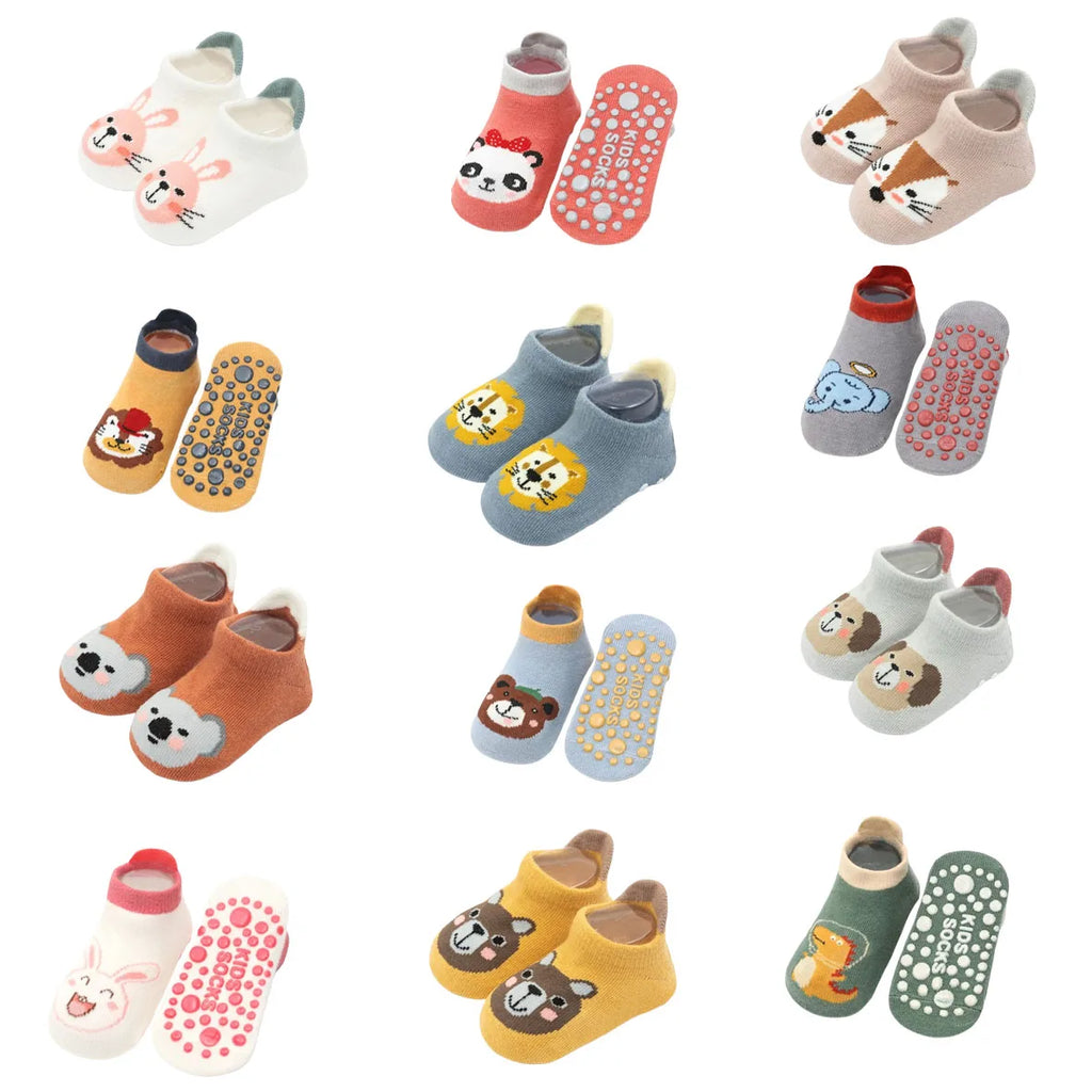 Non Slip Baby Toddler Socks Soft Anti Skid Floor Socks for Newborns and Infants With Rubber Grips For 0-5Years Cotton Baby Socks