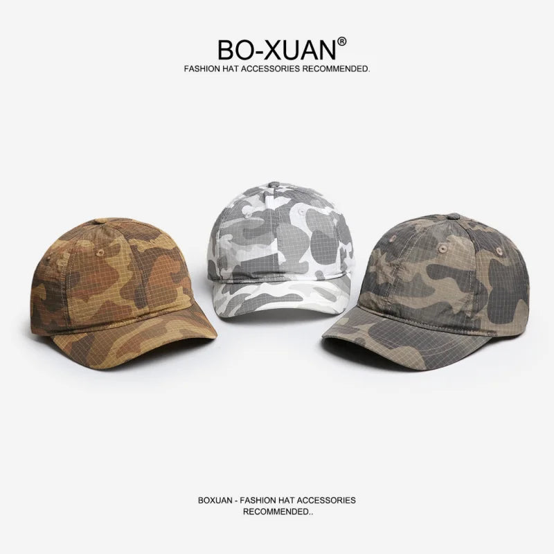 Lightweight Quick-Dry Plaid Camouflage Baseball Cap for Men and Women, Trendy  Versatile Sunshade Short Brim Duckbill Cap