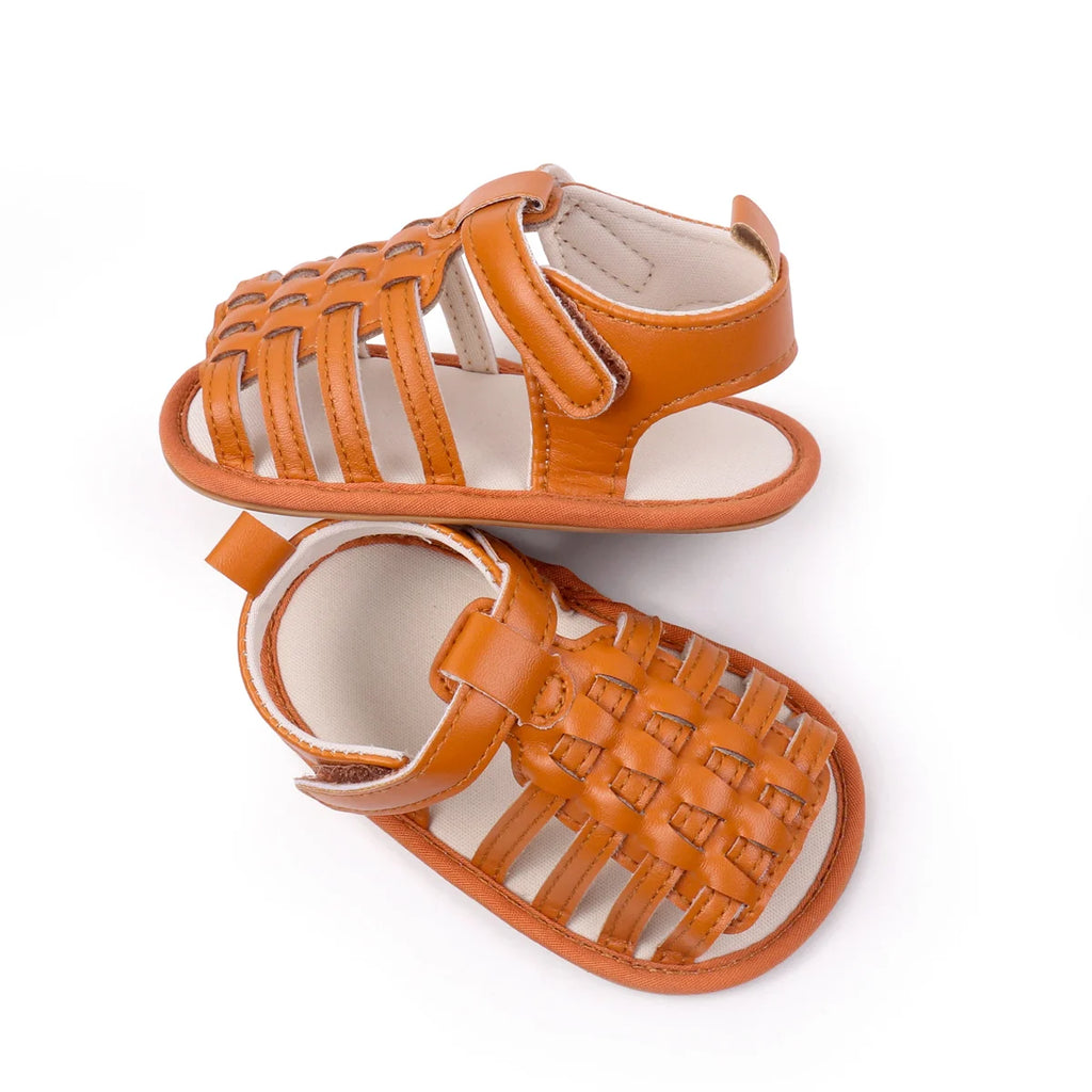 New Baby Sandals For 0-2 Years Old Boys And Girls Leather Surface And Rubber Sole Anti-slip Shoes Baby Indoor Walking Shoes