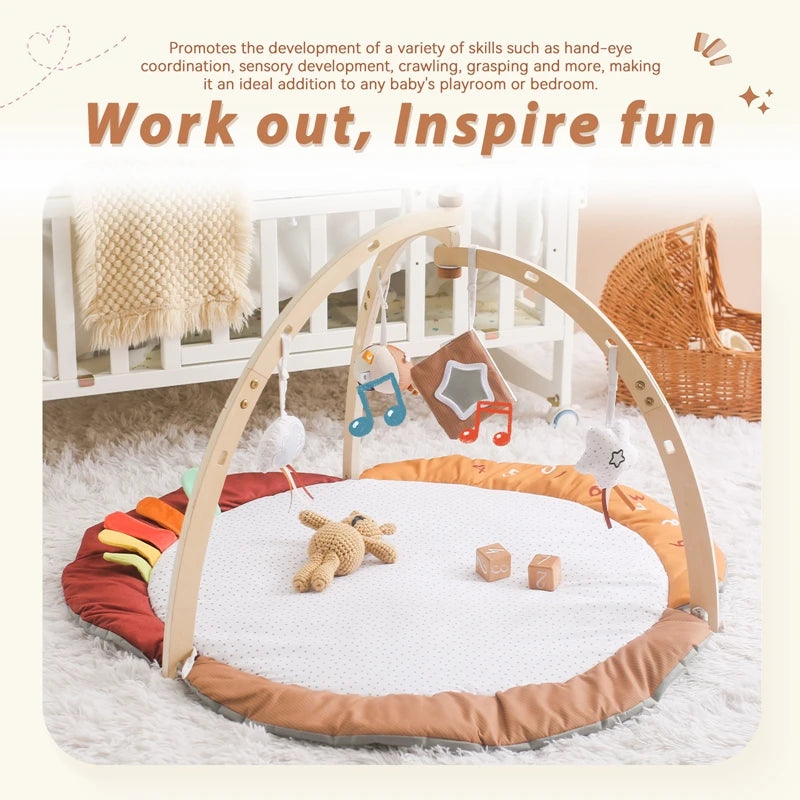Baby Wooden Gym Frame Gym Activity Bird Tripod Gym Frame for Toddle Play Gym Mobile Hanging Sensory Toys Baby Room Decorations