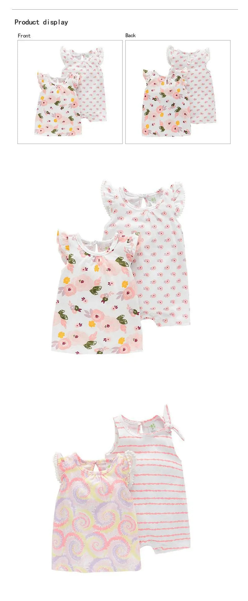 Cartoon Cute Newborn Girl Bodysuits Summer Baby Girl 2-Piece Sleeveless Onesies Fashion Infant Clothes
