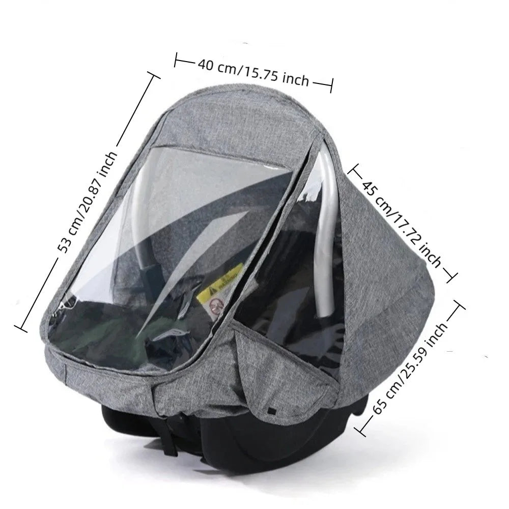Transparent EVA Baby Safety Seat Rain Cover Double Zipper Windproof Newborn Basket Rain Cover Full Coverage Waterproof