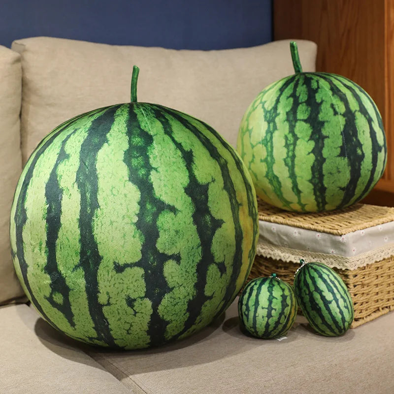 Kawaii Watermelon Plush Doll Pillow Lifelike Oval Shape Soft Toy for Home Decor Fun Hug Gift for Boys & Girls