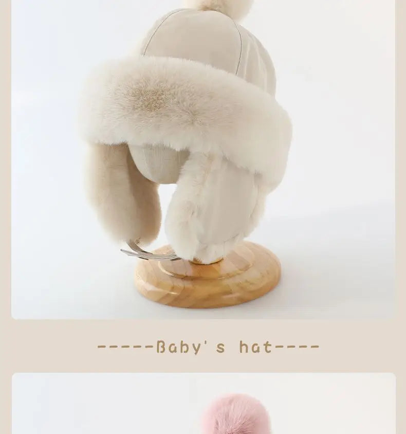 Baby Hat Autumn Winter Windproof Warm Hat Children's Ear Protection Pullover Hat Boys Girls Thickened Plush Lei Feng Hat