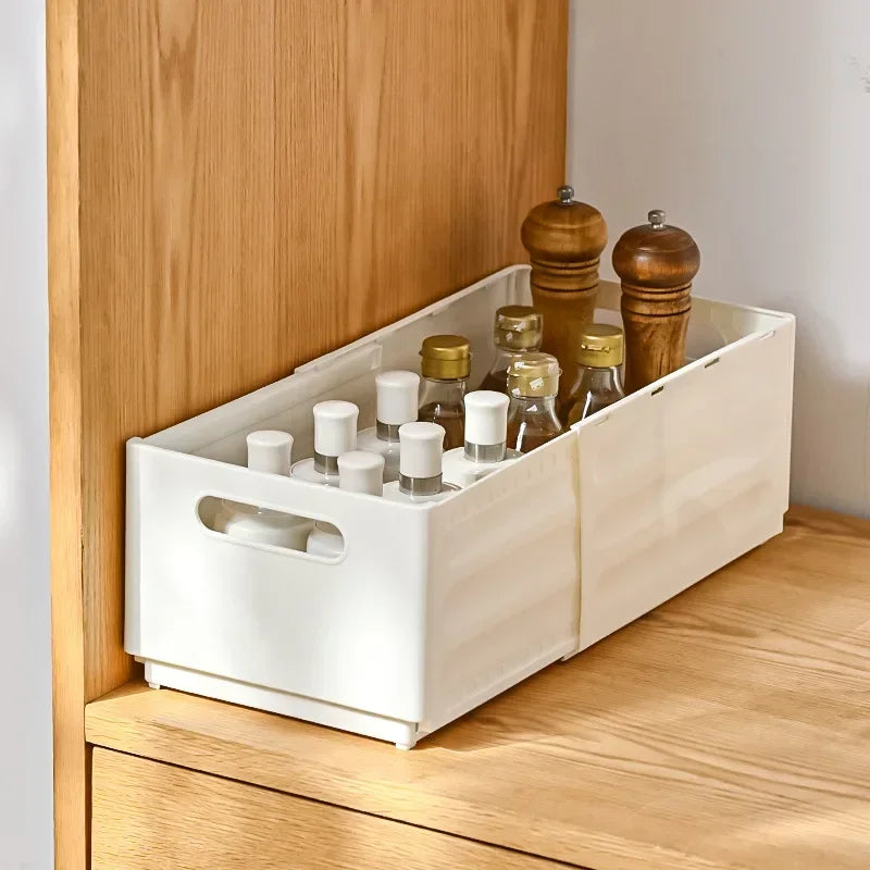 Foldable Clothes Storage Basket Expandable Storage Box Kitchen Cabinet Drawer Organizer Pull-out Snacks Beverage Storage Box