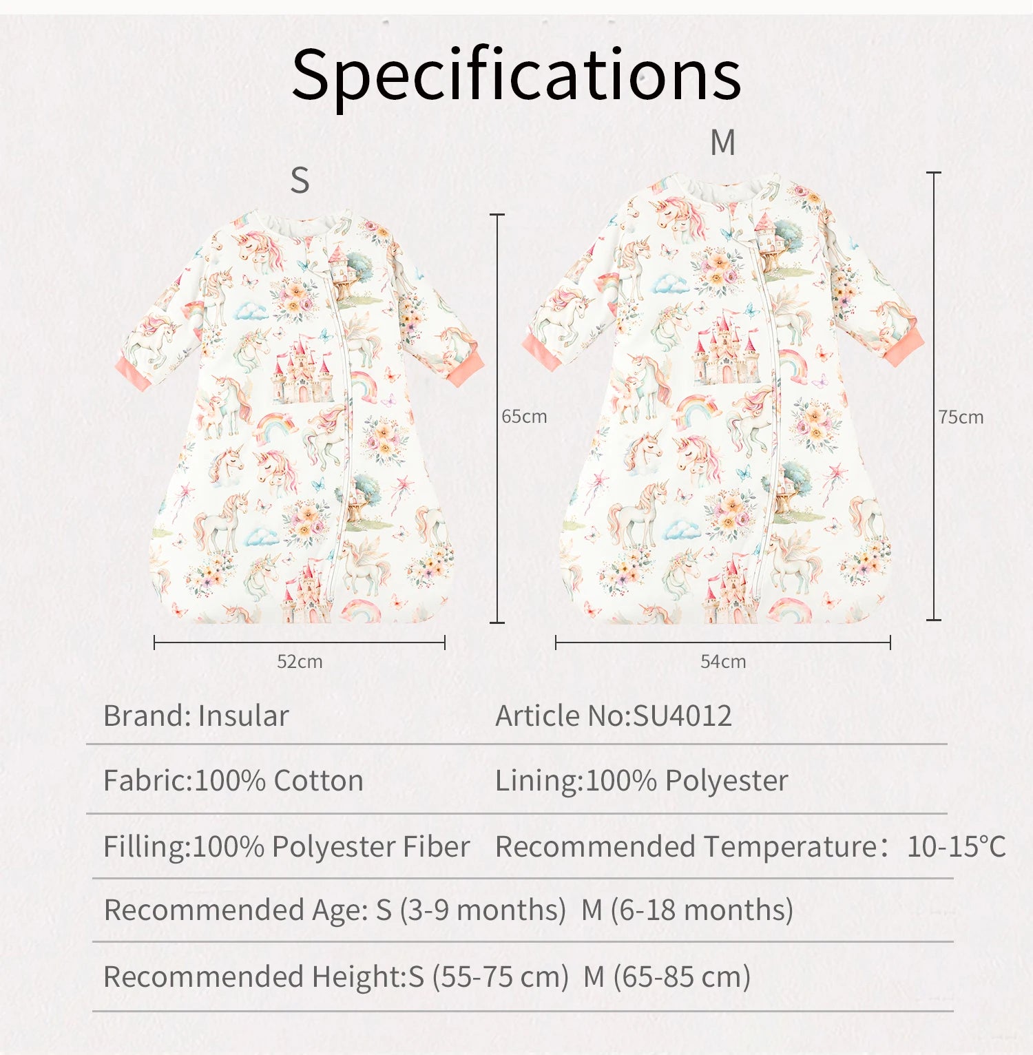 INSULAR Baby Cartoon Split-Leg Sleep Sack with Detachable Sleeves, 100% Cotton Thickened Winter & Autumn Toddler Sleeping Bag