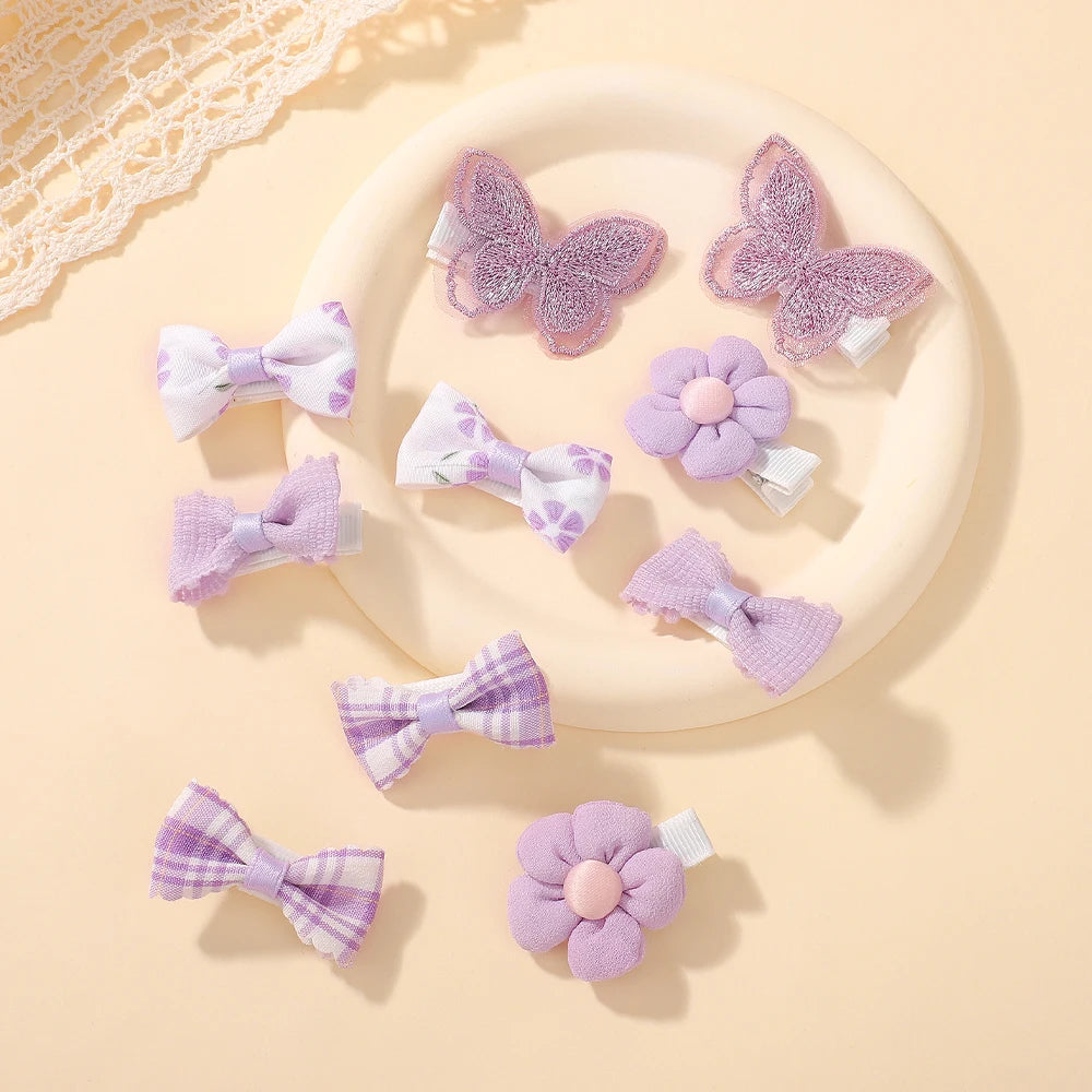10Pcs/set Children's Flower Hair Clips Trendy Adorable Headwear Hair Decorations for Girls Cute Hairpins Hair Accessories