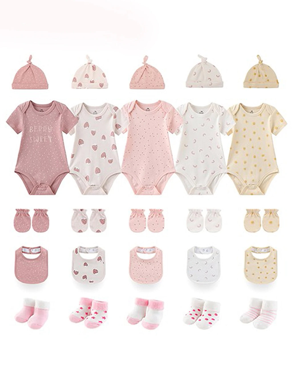 25 Pcs/Lot Baby Boy Girl Clothing Set 0-12 Months Infant Essential Gift Newborn Bodysuits+Hats+Gloves+Bibs+Socks Unisex Clothes