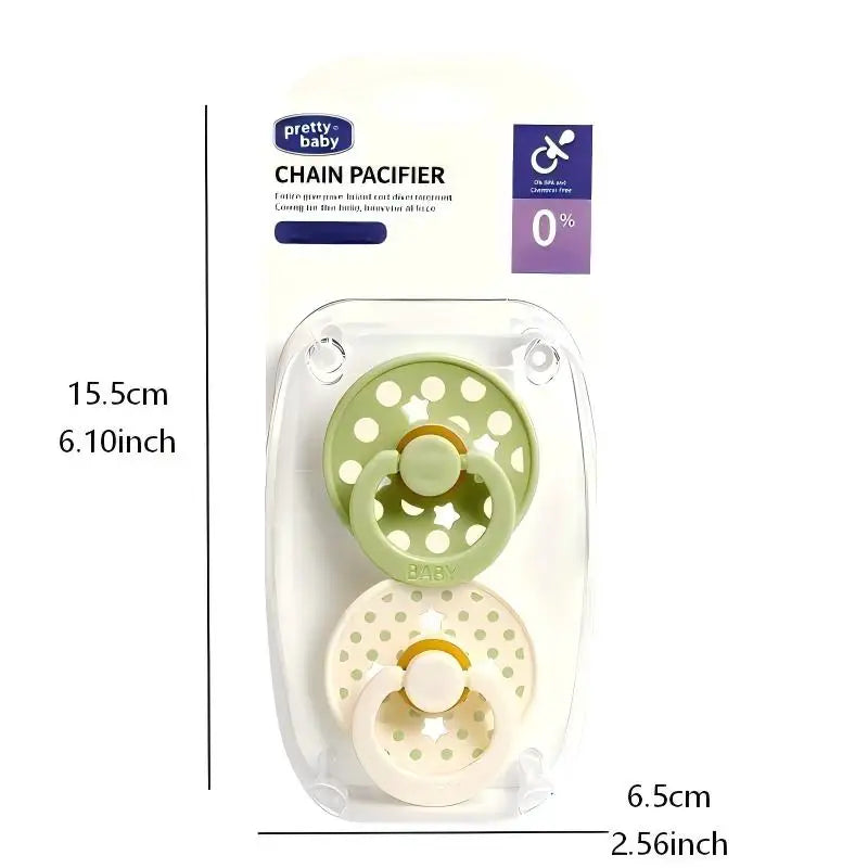 New 2pcs/pack Polka Dot Round Baby Pacifier, Star Soother Dummy with Cherry-round Nipple, New Parents Gift