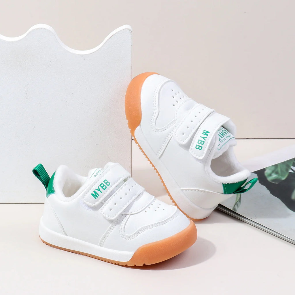 Winter Trendy New Baby Walking Shoes For Boys And Girls Small Children Anti-Slip Soft Sole White Sneakers