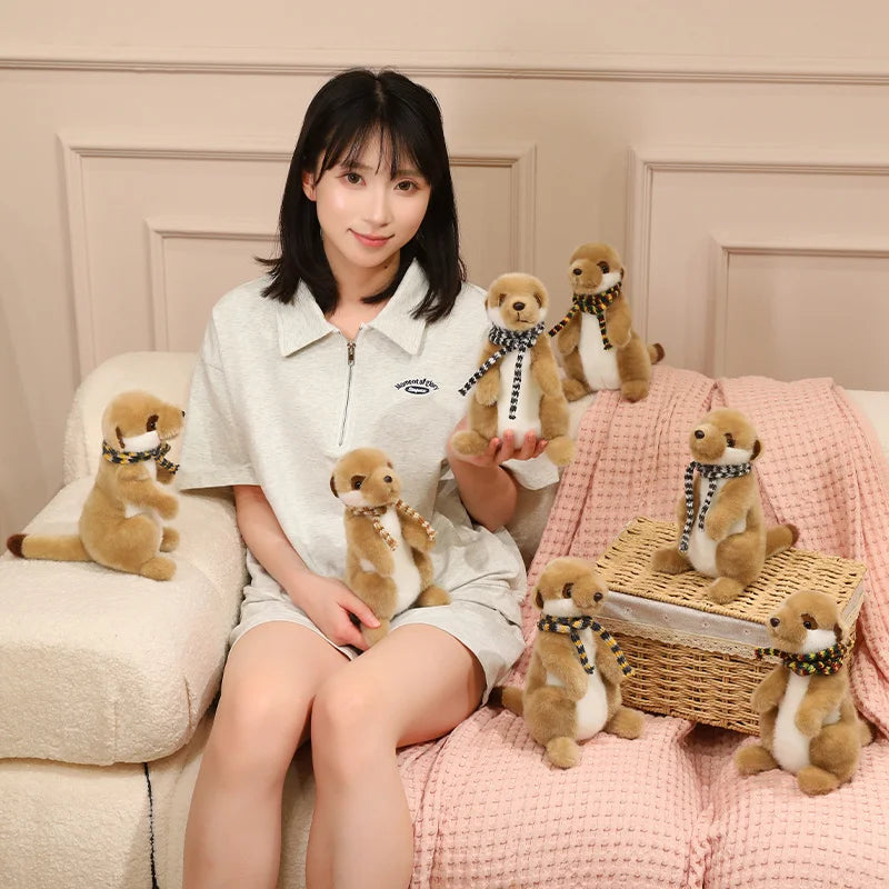 Accompanying Decoration 1pc 22cm Lovely Meerkat Plush Toy Cute Meerkat Doll With Scarf Stuffed Soft Animal Toy Kawaii Toy Gifts