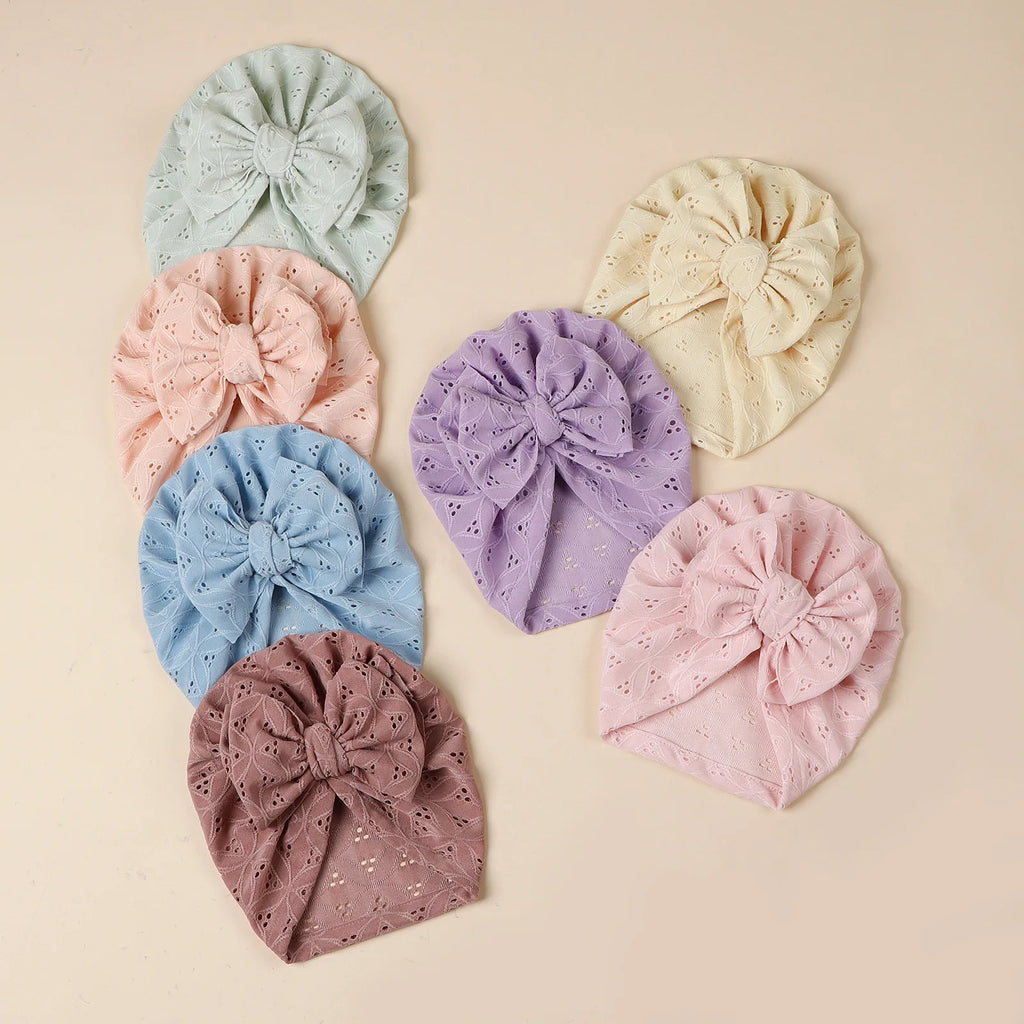 Double Layer Soft Knit Newborn Beanie Big Bow Hollow No Brim Infant Girls Pullover Hat Baby Photo Props Head Cap